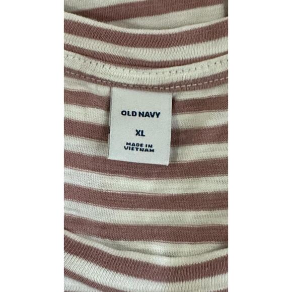 Old Navy XL Elastic Waist Defined Striped Short Sleeve Casual Cotton Dress - Picture 2 of 7